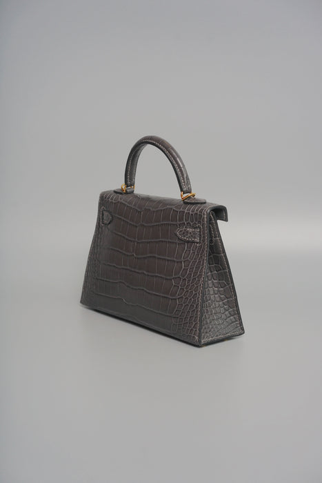 Hermes Kelly 20 in Graphite Matte Alligator Ghw (Brand New)