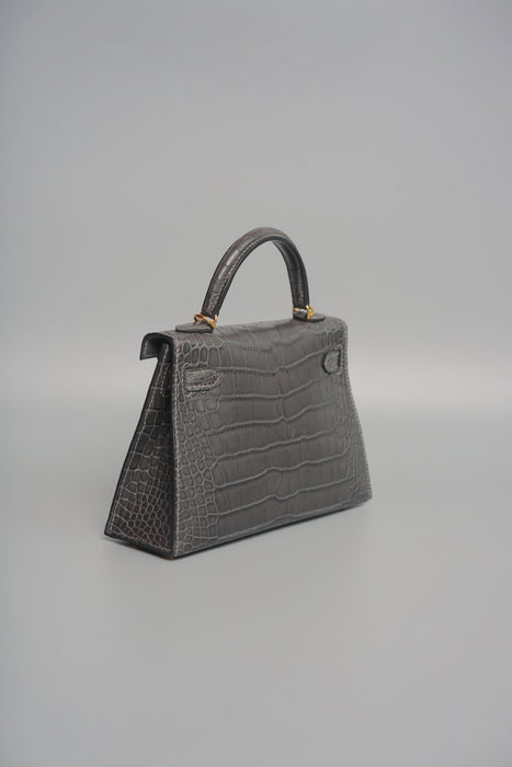 Hermes Kelly 20 in Graphite Matte Alligator Ghw (Brand New)