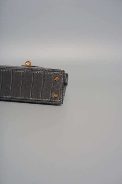 Hermes Kelly 20 in Graphite Matte Alligator Ghw (Brand New)