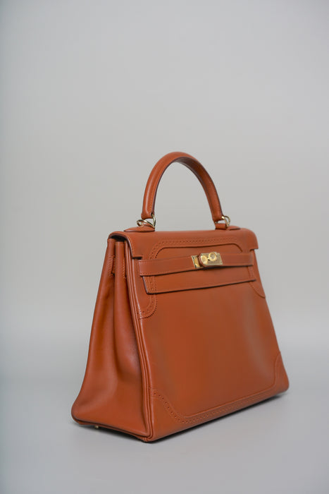 Hermes Kelly 32 in Ghillies Fauve Tadelakt Permabrass