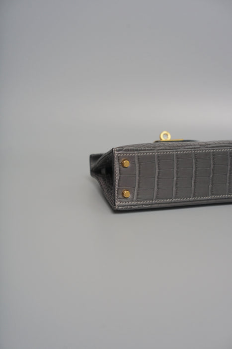 Hermes Kelly 20 in Graphite Matte Alligator Ghw (Brand New)