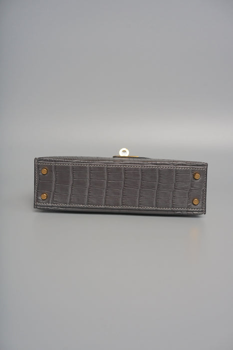 Hermes Kelly 20 in Graphite Matte Alligator Ghw (Brand New)