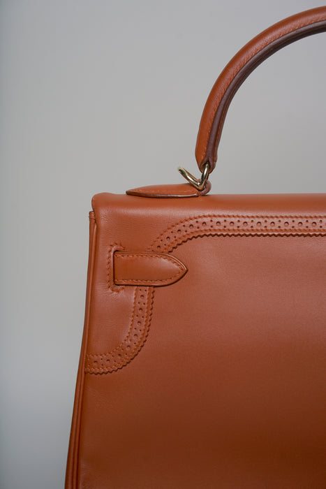 Hermes Kelly 32 in Ghillies Fauve Tadelakt Permabrass