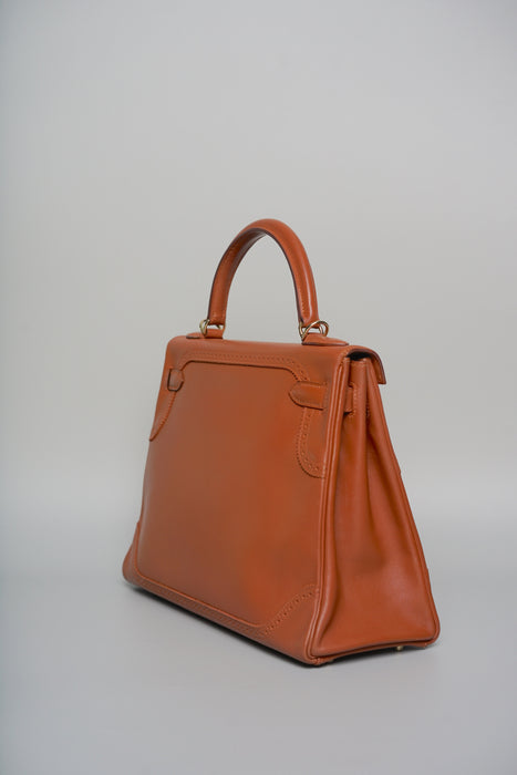 Hermes Kelly 32 in Ghillies Fauve Tadelakt Permabrass
