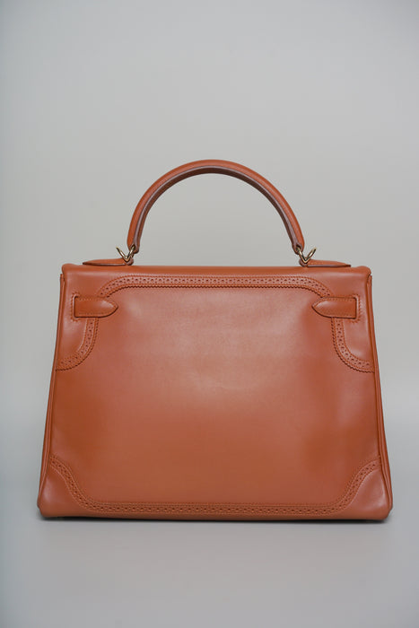 Hermes Kelly 32 in Ghillies Fauve Tadelakt Permabrass