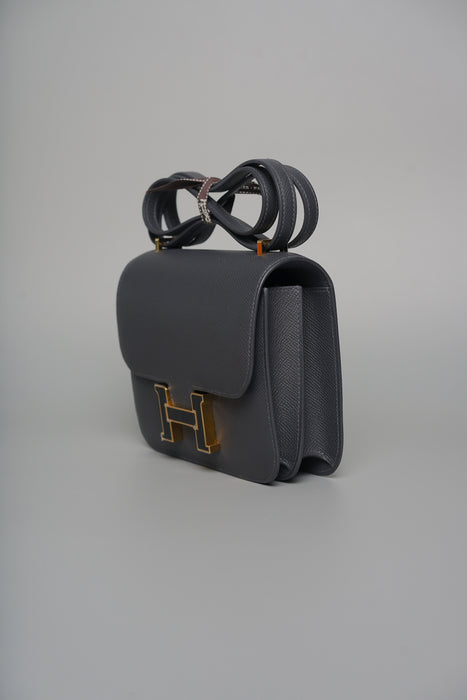 Hermes Constance 18 in Ardoise Epsom, Noir Enamel Ghw (Brand New)