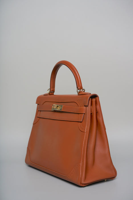 Hermes Kelly 32 in Ghillies Fauve Tadelakt Permabrass