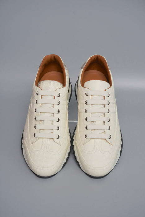 Hermes Men's Sneaker Homme trail Croco Nilo Hima in Blanc size 41.5 (Brand New)
