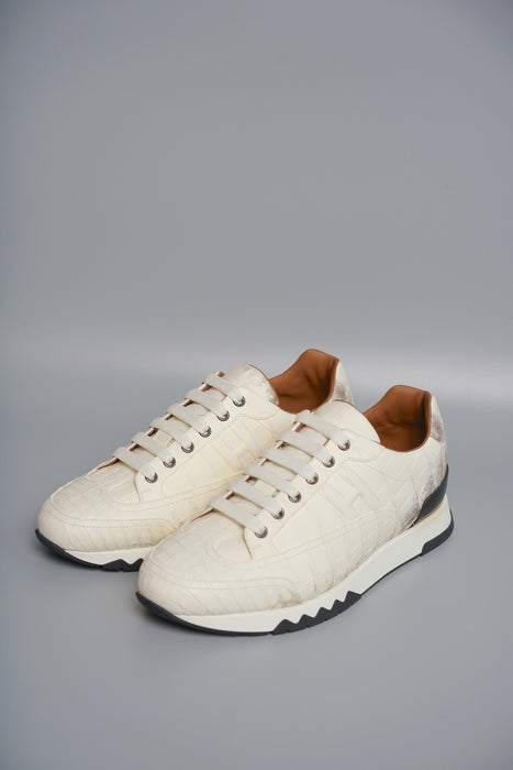 Hermes Men's Sneaker Homme trail Croco Nilo Hima in Blanc size 41.5 (Brand New)