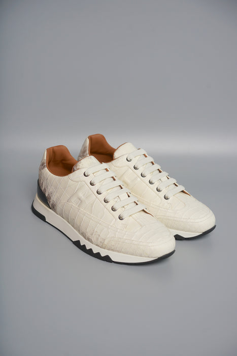 Hermes Men's Sneaker Homme trail Croco Nilo Hima in Blanc size 41.5 (Brand New)