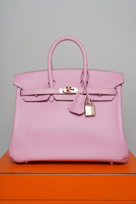 Hermes Birkin 25 in Mauve Sylvester Swift Rghw (Brand New)