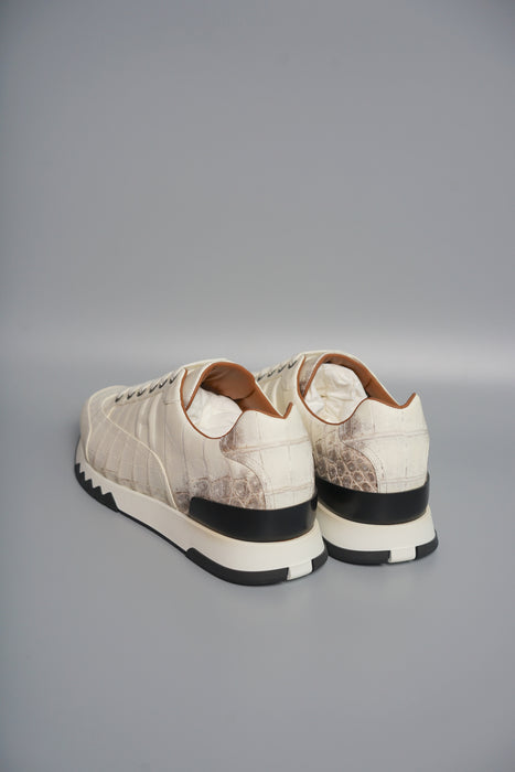 Hermes Men's Sneaker Homme trail Croco Nilo Hima in Blanc size 41.5 (Brand New)