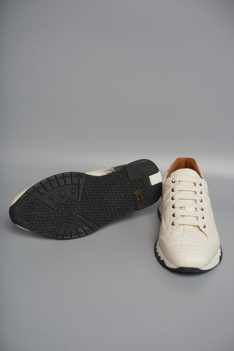 Hermes Men's Sneaker Homme trail Croco Nilo Hima in Blanc size 41.5 (Brand New)