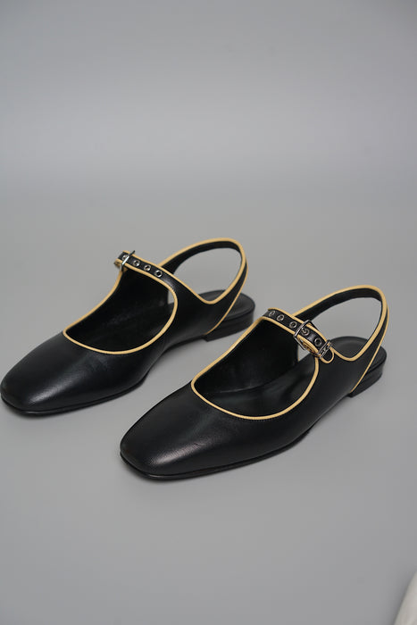 Hermes Kleo Slingback in Noir/Jaune Malawi Size 36 (Brand New)