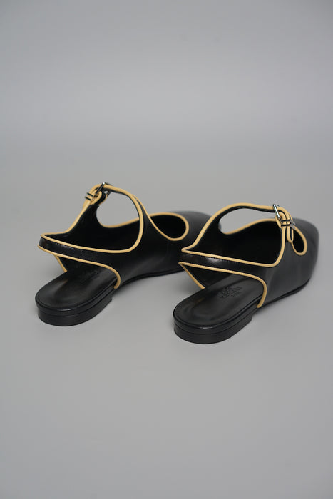 Hermes Kleo Slingback in Noir/Jaune Malawi Size 36 (Brand New)