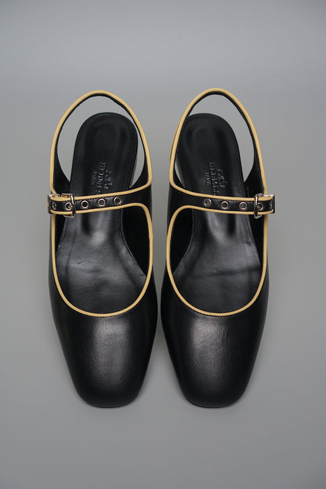 Hermes Kleo Slingback in Noir/Jaune Malawi Size 36 (Brand New)
