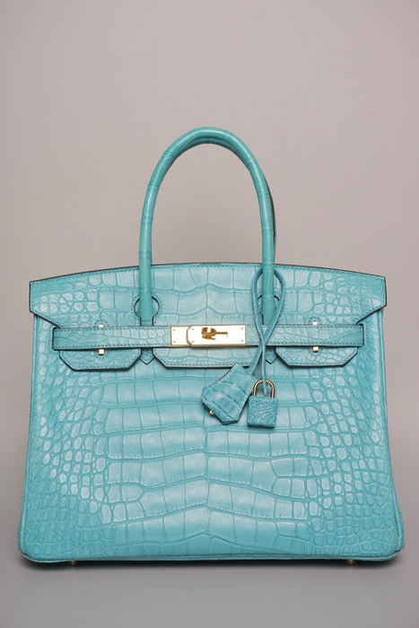 Hermes Birkin 30 in Blue Saint Cyr Matte Alligator Ghw
