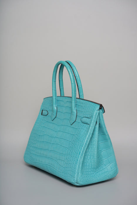 Hermes Birkin 30 in Blue Saint Cyr Matte Alligator Ghw