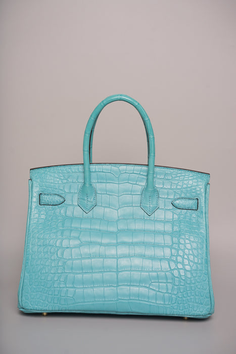 Hermes Birkin 30 in Blue Saint Cyr Matte Alligator Ghw