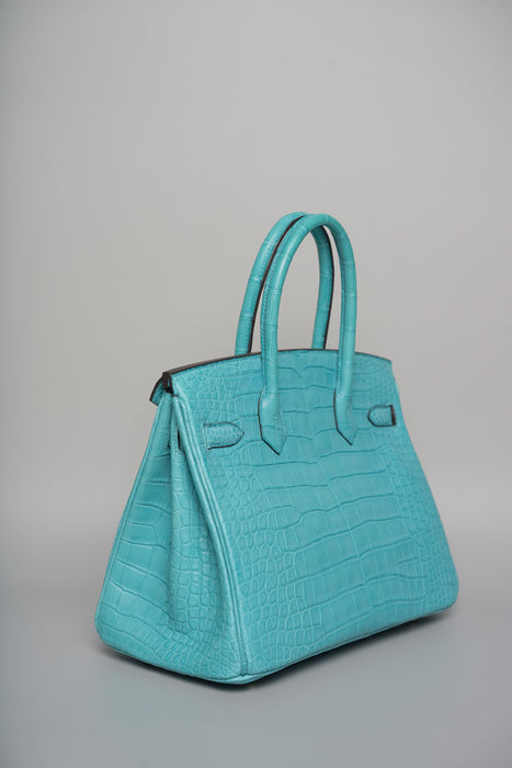 Hermes Birkin 30 in Blue Saint Cyr Matte Alligator Ghw