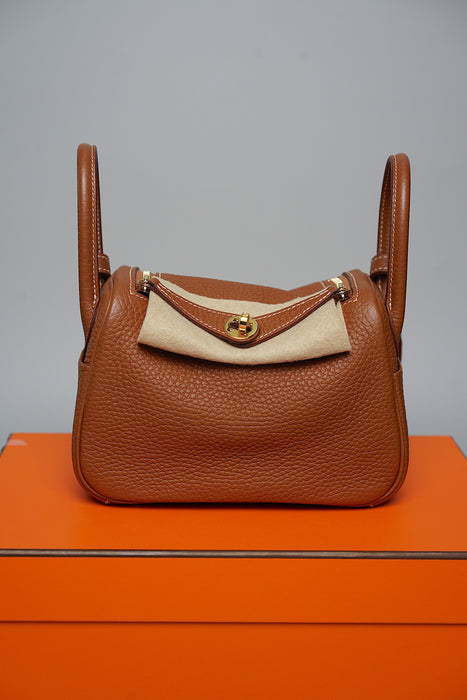 Hermes Mini Lindy in Gold Ghw