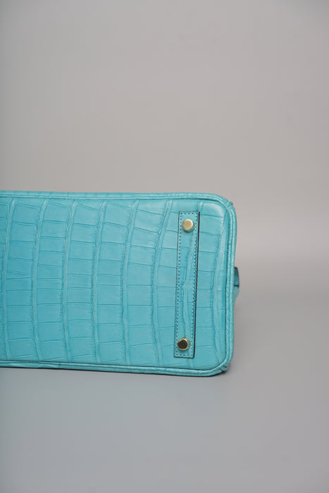 Hermes Birkin 30 in Blue Saint Cyr Matte Alligator Ghw