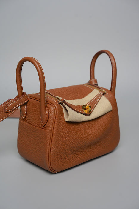 Hermes Mini Lindy in Gold Ghw