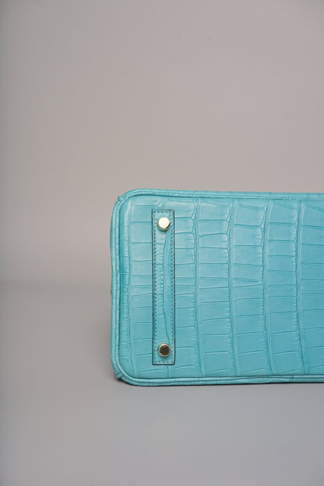 Hermes Birkin 30 in Blue Saint Cyr Matte Alligator Ghw