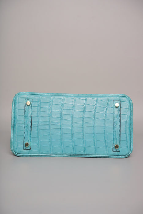 Hermes Birkin 30 in Blue Saint Cyr Matte Alligator Ghw
