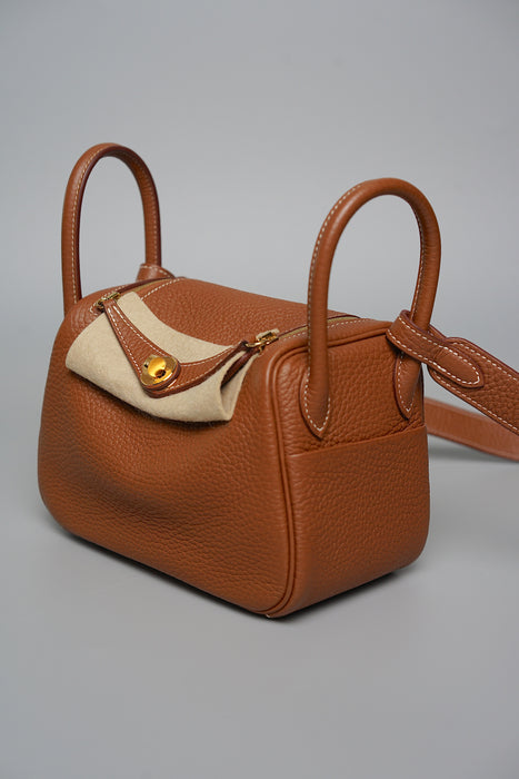 Hermes Mini Lindy in Gold Ghw