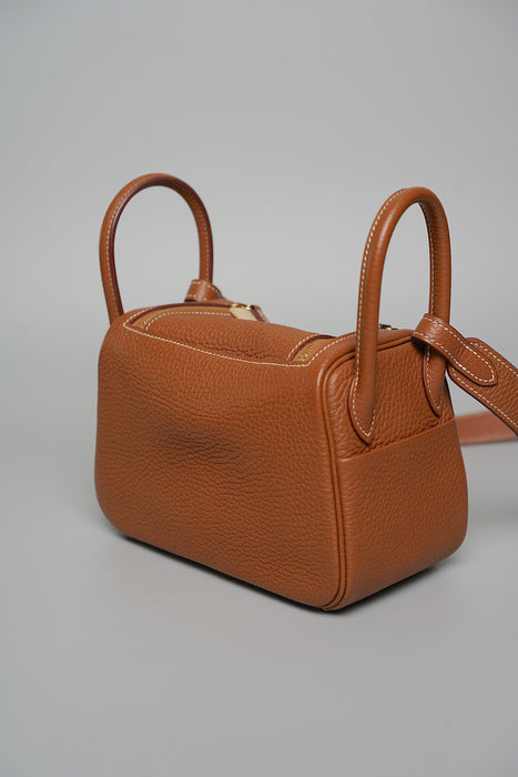 Hermes Mini Lindy in Gold Ghw