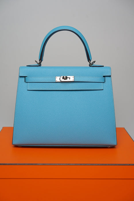 Hermes Kelly Sellier 25 in Blue Du Nord Phw