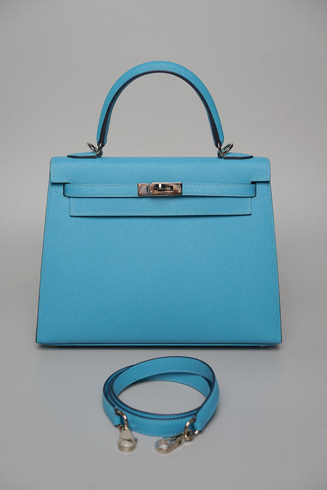 Hermes Kelly Sellier 25 in Blue Du Nord Phw