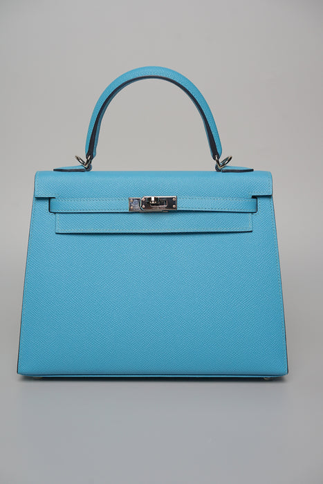 Hermes Kelly Sellier 25 in Blue Du Nord Phw