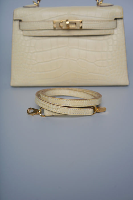 Hermes Kelly 20 HSS in Vanilla Matte Alligator Ghw (Brand new)