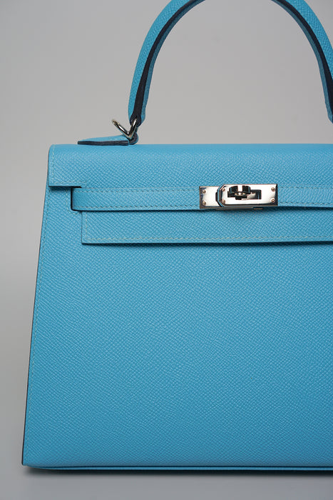 Hermes Kelly Sellier 25 in Blue Du Nord Phw