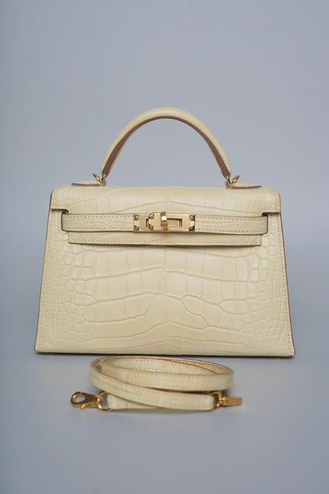 Hermes Kelly 20 HSS in Vanilla Matte Alligator Ghw (Brand new)