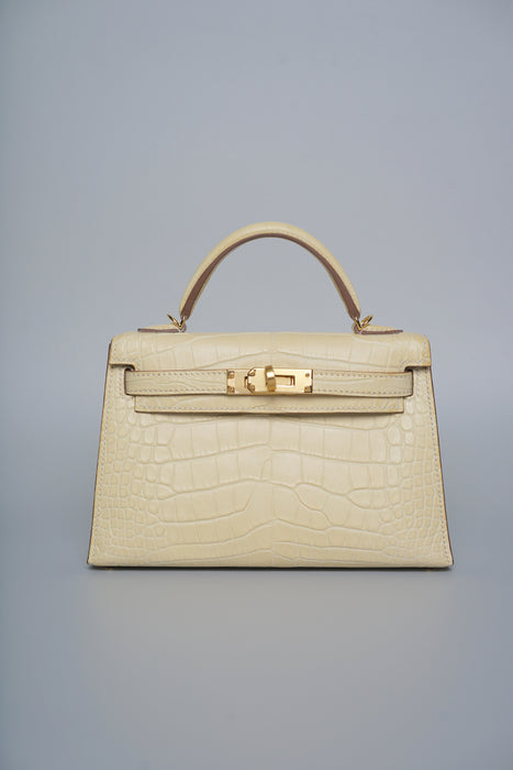 Hermes Kelly 20 HSS in Vanilla Matte Alligator Ghw (Brand new)
