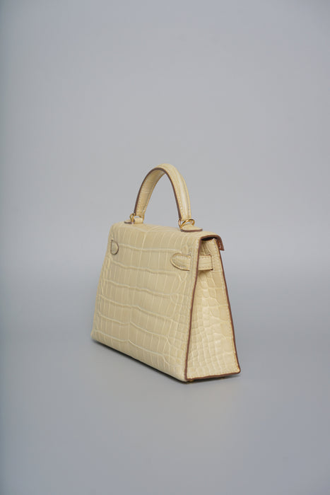 Hermes Kelly 20 HSS in Vanilla Matte Alligator Ghw (Brand new)
