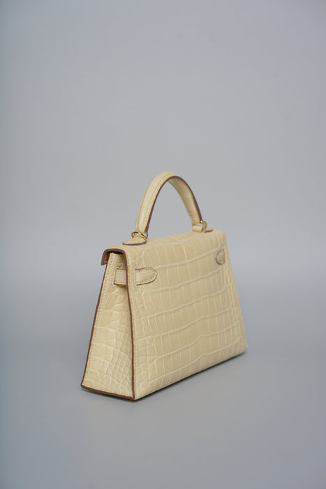 Hermes Kelly 20 HSS in Vanilla Matte Alligator Ghw (Brand new)