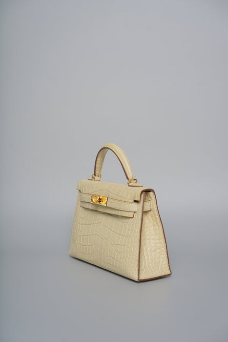 Hermes Kelly 20 HSS in Vanilla Matte Alligator Ghw (Brand new)