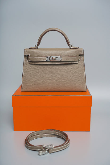 Hermes Kelly 20 in Etoupe Epsom Phw (Brand New)