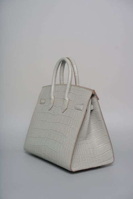 Hermes Birkin 25 in Gris Perle Matte Alligator Ghw (Brand New)