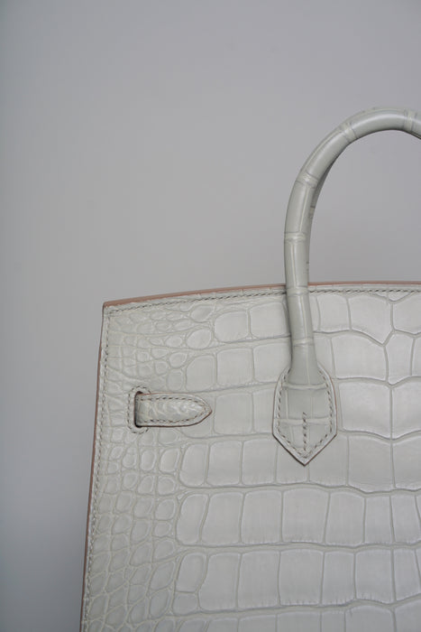 Hermes Birkin 25 in Gris Perle Matte Alligator Ghw (Brand New)