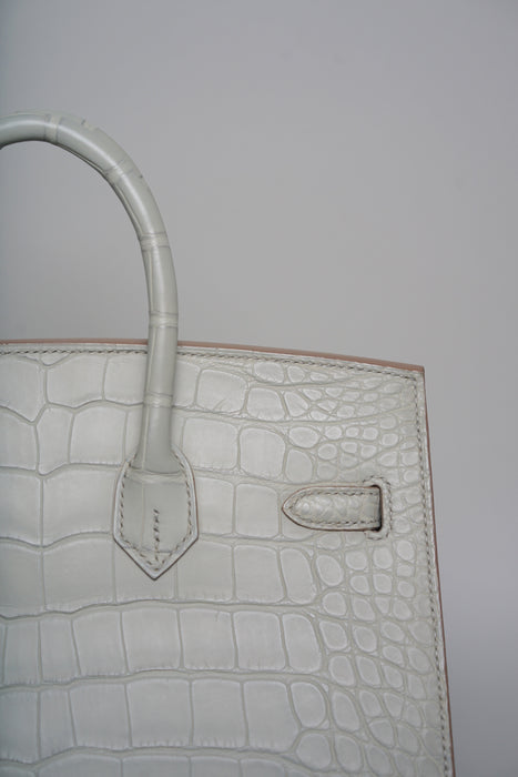 Hermes Birkin 25 in Gris Perle Matte Alligator Ghw (Brand New)