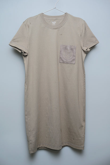 Hermes Embroidered Pocket Dress in Etoupe Size 38 (Brand New)