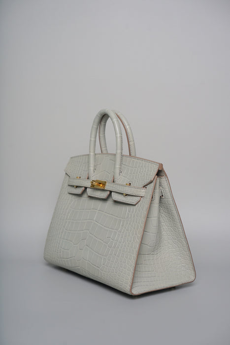 Hermes Birkin 25 in Gris Perle Matte Alligator Ghw (Brand New)