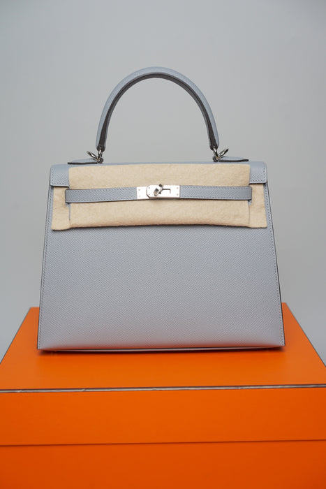 Hermes Kelly II Sellier 25 in Gris Pantin Phw (Brand New)