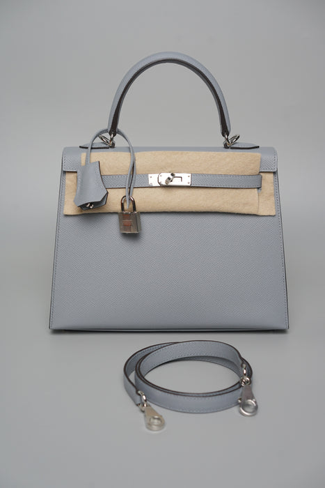 Hermes Kelly II Sellier 25 in Gris Pantin Phw (Brand New)