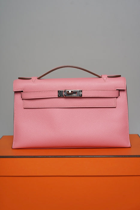 Hermes Kelly Pochette in Rose Confetti Epsom Phw